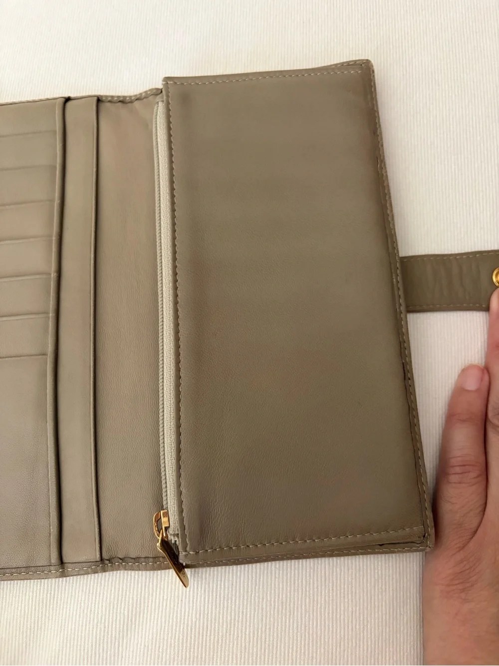 Loewe Taupe Olive Tan Nappa Leather Long Continental Wallet